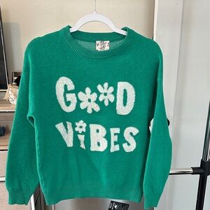 Hippie Rose Green 'Good Vibes' Crew Neck Sweater